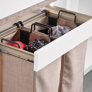Häfele 807.81.413 TAG - Laundry Organizer, ENGAGE, Matte aluminum frame, 36", 2 x 18" slate bags
