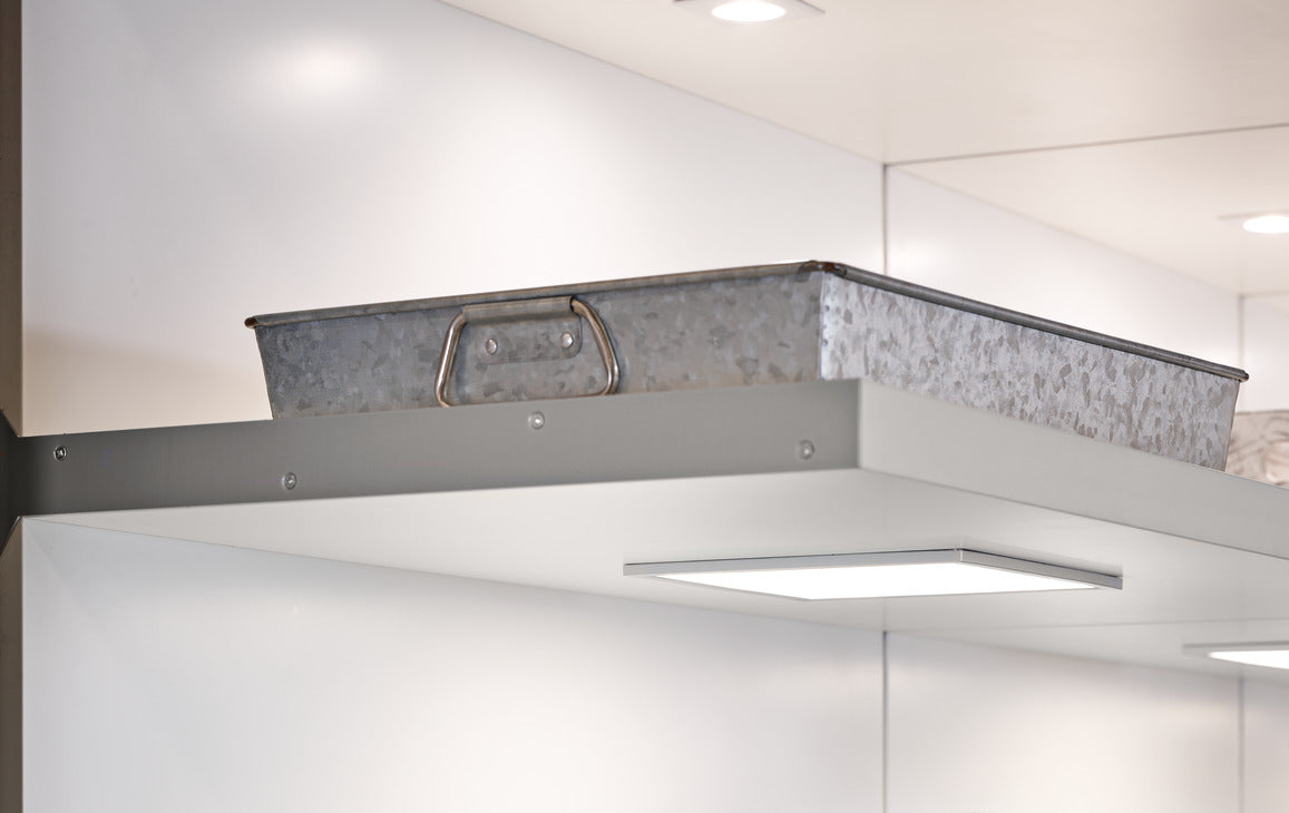 Häfele 793.00.427 Bottom Shelf Bracket Set, Coloma, Depth: 18", 1 1/2" shelf thickness, silver