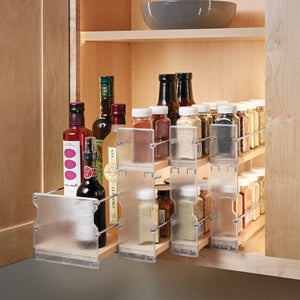 Häfele 545.06.152 Individual Pull-Out Spice Rack, Wooden Cabinet Accessory, Width x Height: 102 mm (4") x 273 mm (10 3/4")