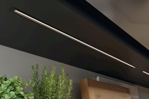 Häfele 833.94.207 Profile for recess mounting, Häfele Lighting Profile 1106, for LED strip lights up to 5 mm (3/16") width with clip, Asymmetrical light distribution, Length: 2.337 m (92"), black