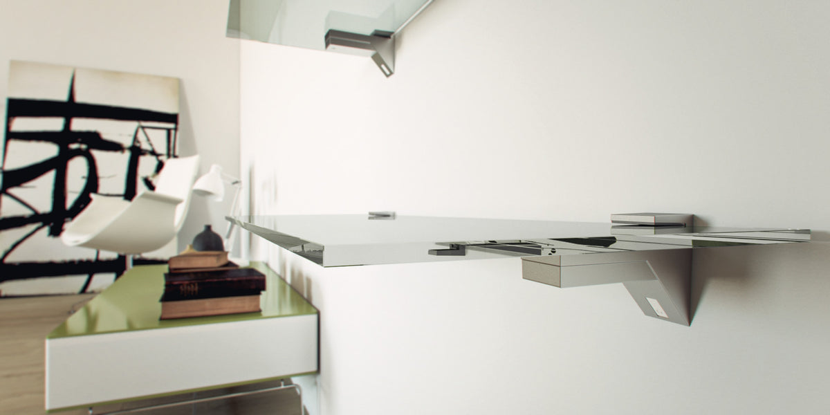 Häfele 284.09.381 Shelf Support, Wall Fixing, for Glass Shelves, KALABRONE, For shelf thickness 8–30 mm, black