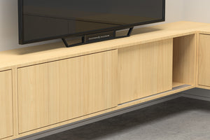 Häfele 407.40.090 Sliding Door Hardware, Slido F-Flush52 20A, for base unit/sideboard with 2 symmetrical wooden doors, flush, inset door, door weight up to 20 kg (44 lbs.), door height up to 1,600 mm (63"), Silver colored anodized, For internal cabinet wi