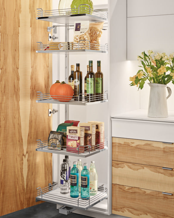 Häfele 546.92.931 Tandem Solo Pantry, 220 lbs. Weight Capacity, Silver, width 18", height 64 3/8"