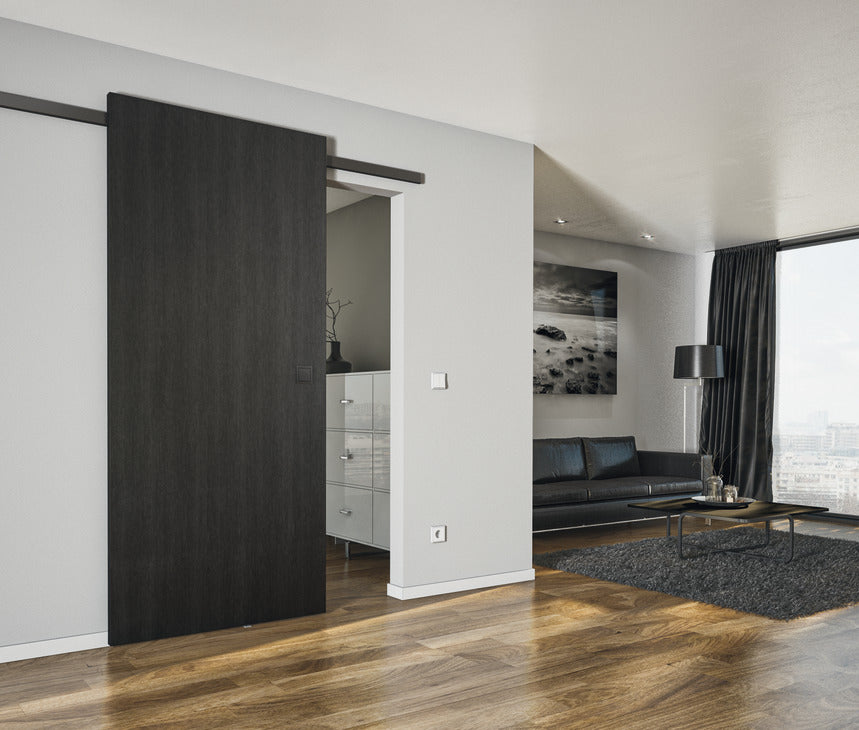 Häfele 940.42.069 Sliding Door Fitting, Slido D-Line41 50X / 80X, set, with soft and self closing mechanism on both sides, for 1 door ≤80 kg (176 lbs.)