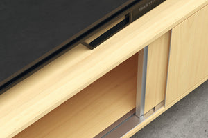 Häfele 407.40.090 Sliding Door Hardware, Slido F-Flush52 20A, for base unit/sideboard with 2 symmetrical wooden doors, flush, inset door, door weight up to 20 kg (44 lbs.), door height up to 1,600 mm (63"), Silver colored anodized, For internal cabinet wi