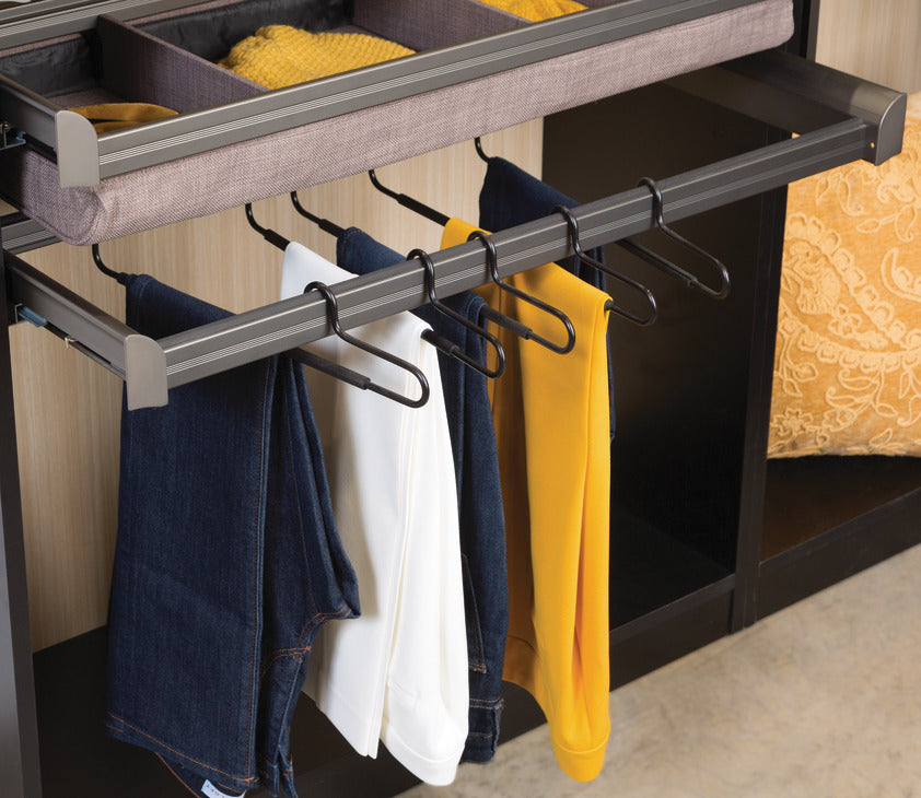 Häfele 807.81.001 TAG - Pant Organizer, ENGAGE, Matte aluminum, 24", 18 hangers