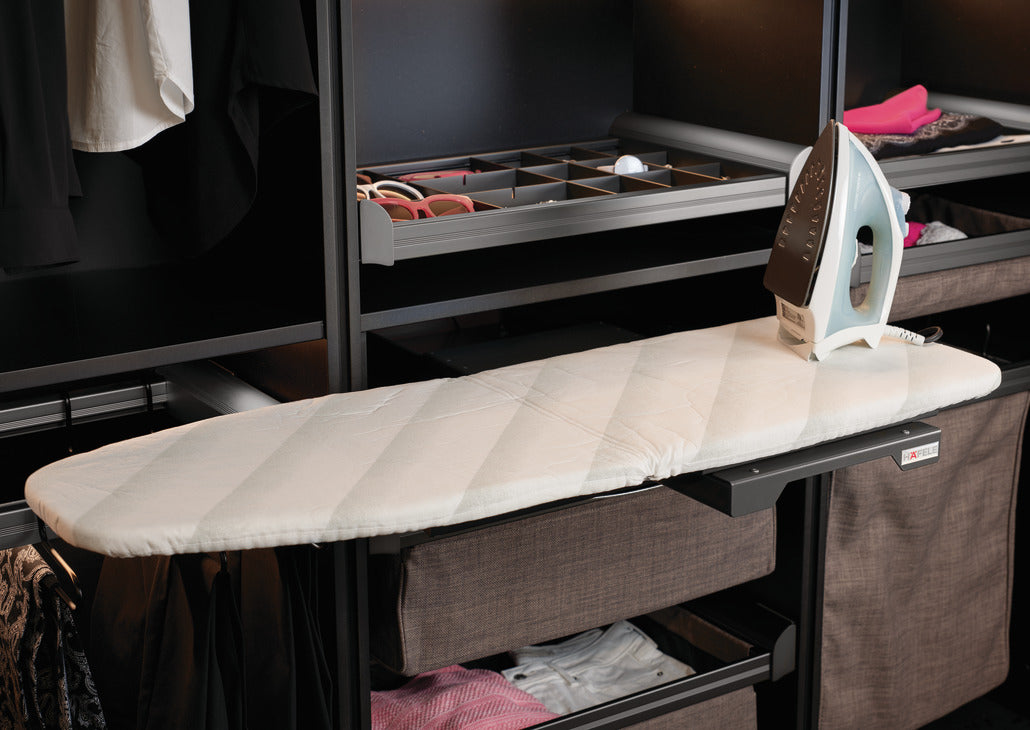 Häfele 568.60.581 Shelf-Mounted Ironing Board, Ironfix®, Rotates 180°, slate RAL 7022