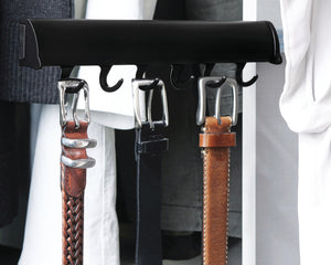 Häfele 807.67.263 TAG - Belt Rack, 11 15/-16" - 17 7/8" length, powder-coated aluminum, Matte nickel, 8 hooks, 17 7/8"