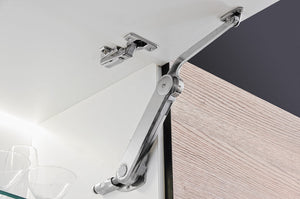 Häfele 373.69.312 Swing-Up Fitting, Maxi, Complete Set, For wooden or glass flaps or flaps with aluminum frame, Model D, nickel