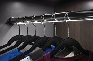 Häfele 833.96.103 Lighted Closet Rod, Elite Collection, 12V, Profile 5111 with Häfele Lighting LED 2065, Black; 4000K cool white; 457 mm (18") length