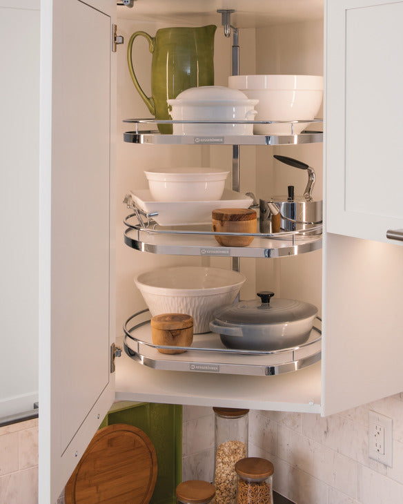 Häfele 542.90.332 Kesseböhmer - Twister Set, Melamine, Two or Three-Tray, for Upper Cabinets, Arena Plus, Chrome/anthracite, height 25 15/16" - 30 1/2", 2 shelves