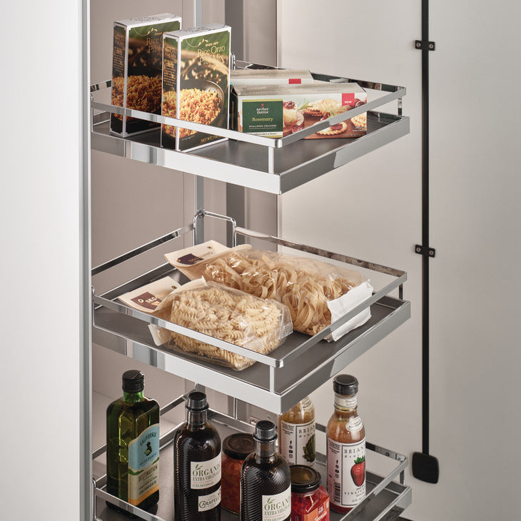 Häfele 546.92.801 Tandem Solo Pantry, 220 lbs. Weight Capacity, Champagne, width 18", height 44 3/4"