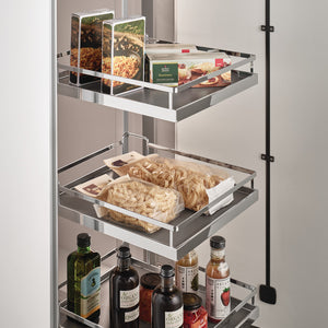 Häfele 546.92.801 Tandem Solo Pantry, 220 lbs. Weight Capacity, Champagne, width 18", height 44 3/4"