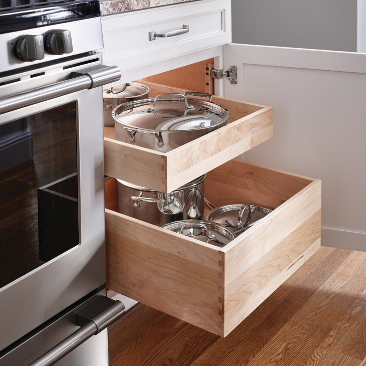 Häfele 557.59.112 Roll-out Tray, Maple, For 15" cabinet width; 3 1/2" tray height; Face Frame