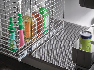 Häfele 547.91.350 Under Sink Mat, Polystyrene, W x D: 45 1/4" x 24 5/8", Black/Stainless