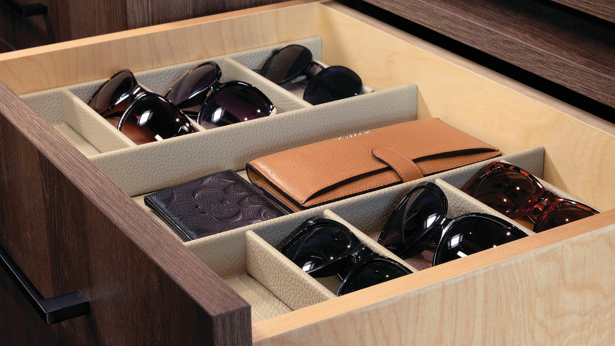 Häfele 807.87.112 TAG - Sunglass Organizer Drawer Insert, Contour, For 24" wide drawers, 16" depth, oyster