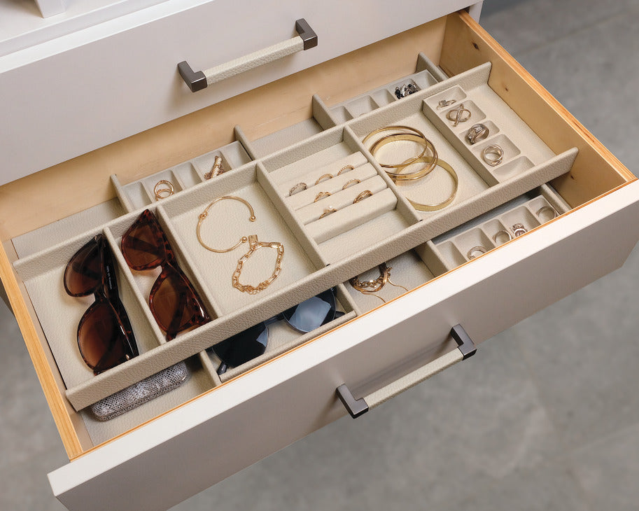 Häfele 807.87.164 TAG - Top Tray Drawer Organizer, Contour, For 36" wide drawers, oyster