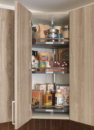 Häfele 542.90.332 Kesseböhmer - Twister Set, Melamine, Two or Three-Tray, for Upper Cabinets, Arena Plus, Chrome/anthracite, height 25 15/16" - 30 1/2", 2 shelves