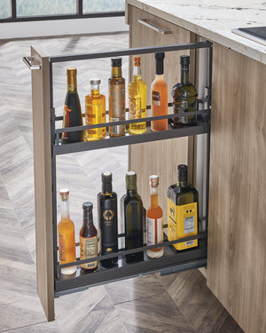 Häfele 546.62.413 Kesseböhmer - Base Pull-Out Frame, Dispensa, 60 lbs max with Soft Close, Height: 670 – 812 mm (26 3/8" – 32"), 5 tray positions, anthracite
