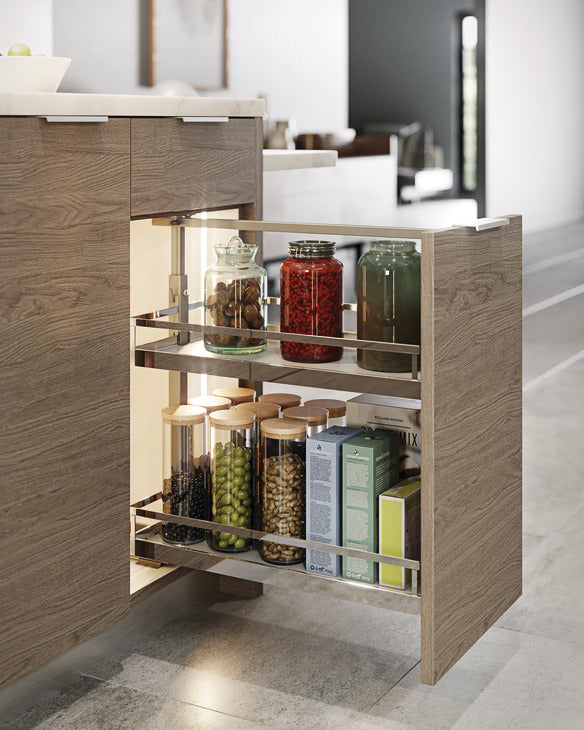Häfele 546.63.560 Tray Set, for Dispensa Pantry or Dispensa BPO, Arena Style, Chrome/Gray, width 4", 2 trays