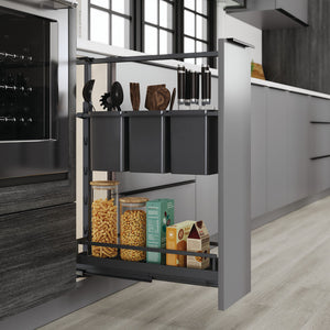 Häfele 546.63.560 Tray Set, for Dispensa Pantry or Dispensa BPO, Arena Style, Chrome/Gray, width 4", 2 trays