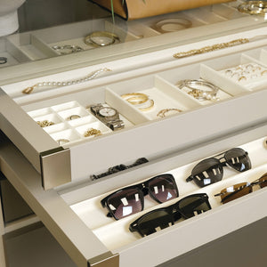 Häfele 807.81.540 TAG - Pull-Out Tray Frame, Curate, 20" Depth, with three compartments, matte nickel, 36" width