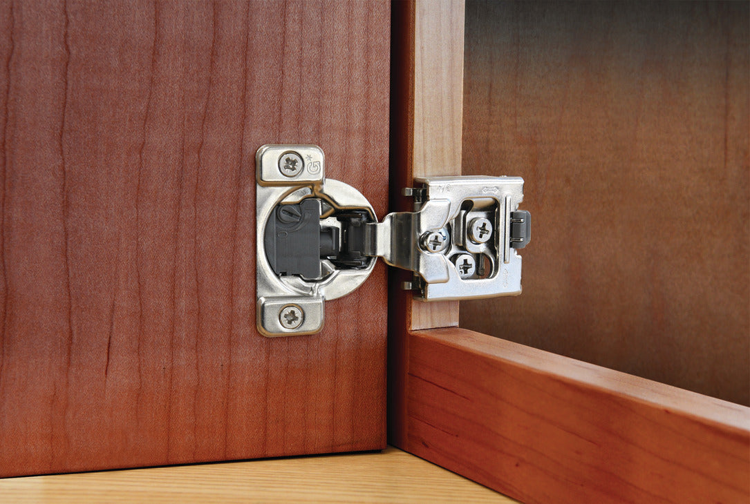 Häfele 348.90.031 Grass - Concealed Face Frame Hinge, TEC 864E CLICK-ON, 105° Opening Angle, Screw Mount, soft close, 1/2" overlay