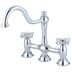 Kingston Brass KS3781AX Restoration Bridge Kitchen Faucet, Polished Chrome