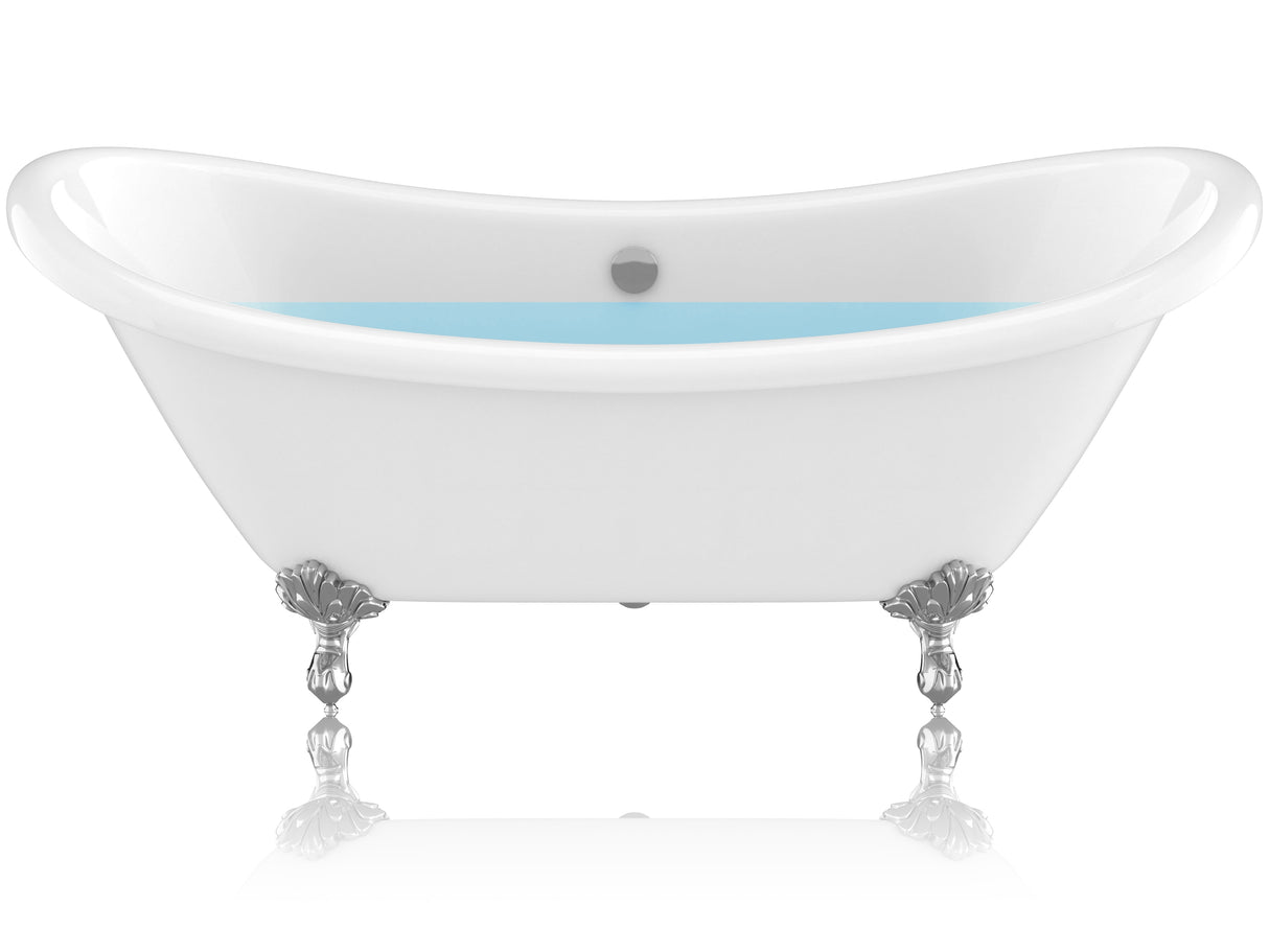 ANZZI FT-CF130FAFT-CH 69.29” Belissima Double Slipper Acrylic Claw Foot Tub in White