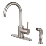 Kingston Brass LS8578DLSP Concord Single-Handle Kitchen Faucet with Side Sprayer, Brushed Nickel