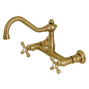 Kingston Brass KS3247AX Vintage Wall Mount Bathroom Faucet, Brushed Brass