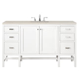 Addison 60" Single Vanity, Glossy White, w/ 3 CM Siberian Silestone Top