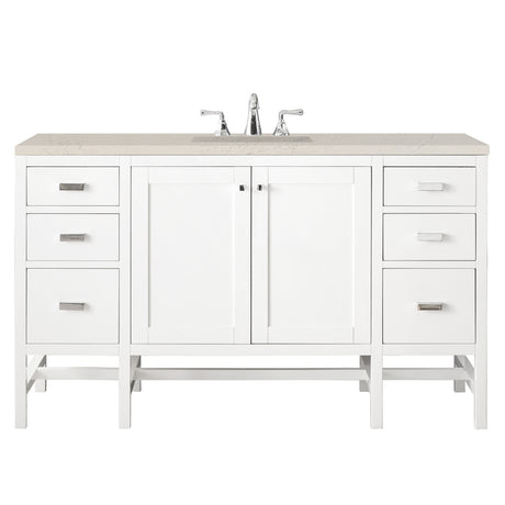 Addison 60" Single Vanity, Glossy White, w/ 3 CM Siberian Silestone Top