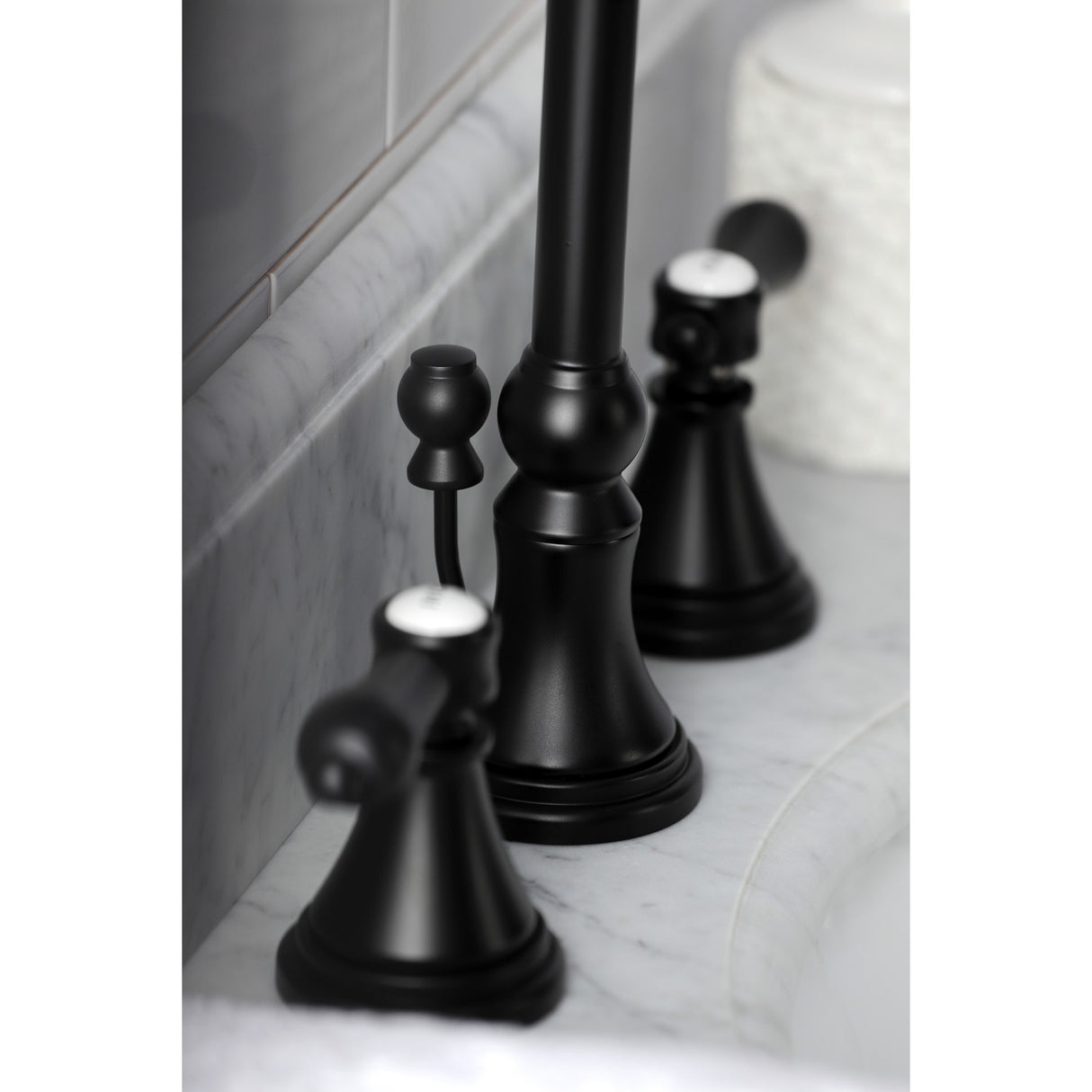 Kingston Brass KS2980BAL Heirloom Widespread Bathroom Faucet with Brass Pop-Up, Matte Black