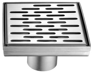 ALFI brand ABSD55C 5" x 5" Modern Square Stainless Steel Shower Drain with Groove Holes