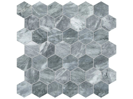 Anatolia Tile 2" Hex Aqua Intenso Brushed Marble Mosaic 5001-0252-0 * 1 Sheet = .99 Sqft * Aqua Intenso Hexagon 2" - premium natural stone mosaic tile from Anatolia Tile, available at PoshHaus showroom in Keene, NH