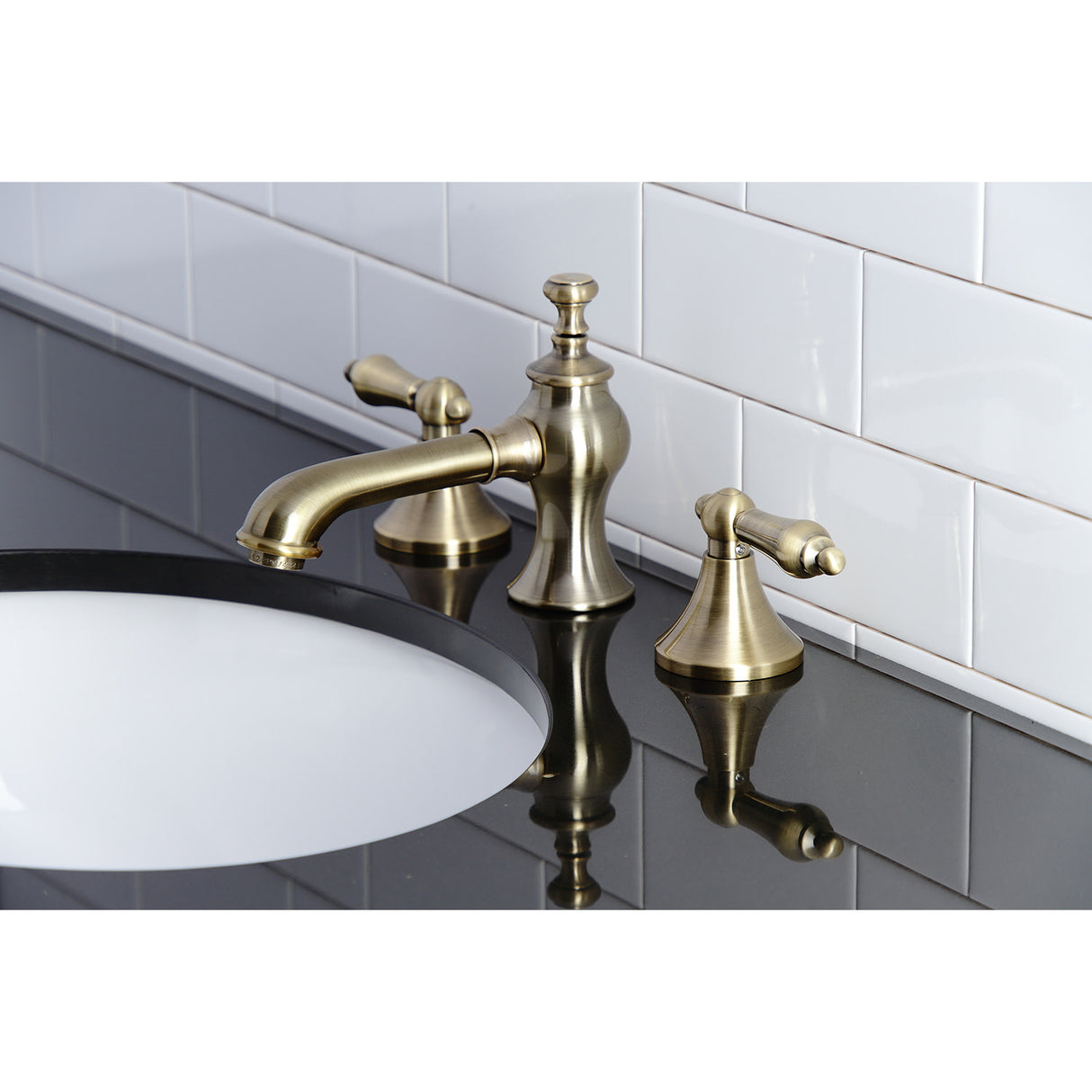 Kingston Brass KC7063AL Vintage 8 in. Widespread Bathroom Faucet, Antique Brass