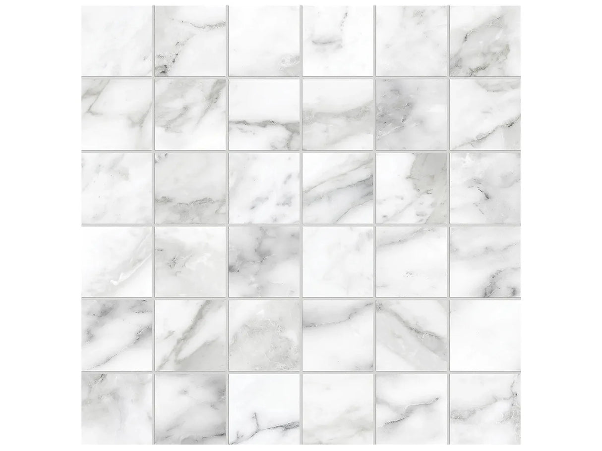 Anatolia Tile 2X2 La Marca Arabescato Honed 36 Piece Porcelain Mosaics. 1 Sheet = .96 Sf. 4501-0367-0 (68-468) Arabescato 2x2 Honed - premium natural stone mosaic tile from Anatolia Tile, available at PoshHaus showroom in Keene, NH
