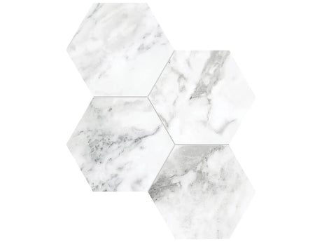 Anatolia Tile 6" Hexagon La Marca Arabescato Honed & Rectified Porcelain Mosaic - 1 Sheet = .797 - 4501-0331-0" Arabescato 6" Hexagon Honed - premium natural stone mosaic tile from Anatolia Tile, available at PoshHaus showroom in Keene, NH