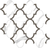Anatolia Tile Mayfair Statuario Venato Arabesque Polished Porcelain Mosaics. 1 Sheet = .97 Sq. Ft. 4501-0129-1 Statuario Venato Arabesque - premium natural stone mosaic tile from Anatolia Tile, available at PoshHaus showroom in Keene, NH
