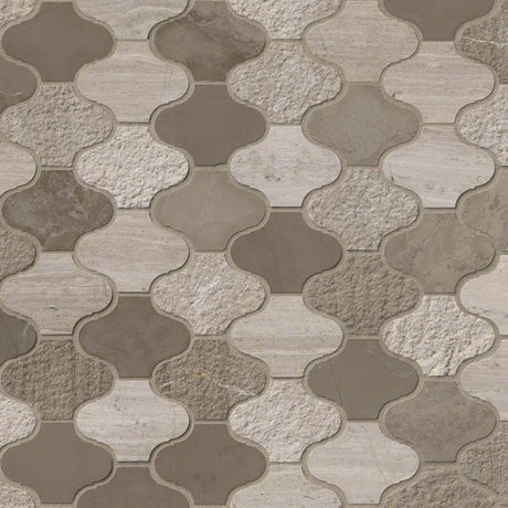 Arctic storm arabesque 12X12.6 multi finish honed marble mesh mounted mosaic tile SMOT-AS-ARABESQUE product shot multiple tiles angle view