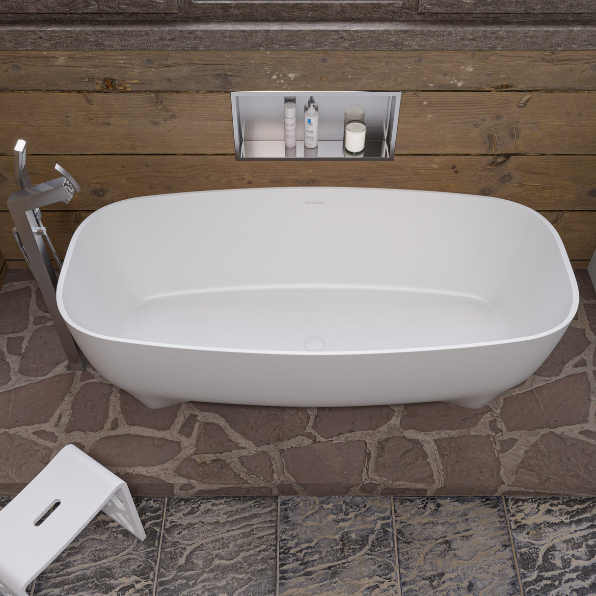 ALFI brand AB2728-BN Brushed Nickel Floor Mounted Tub Filler + Mixer /w additional Hand Held Shower Head
