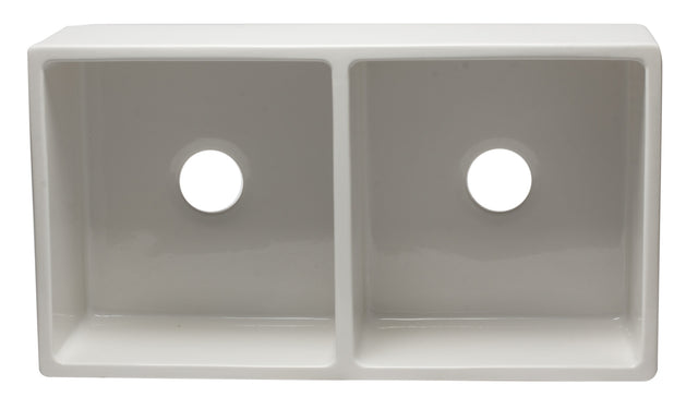 ALFI brand AB3318DB-W 33 inch White Reversible Double Fireclay Farmhouse Kitchen Sink