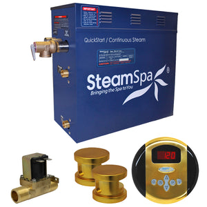 SteamSpa Oasis 10.5 KW QuickStart Acu-Steam Bath Generator Package with Built-in Auto Drain in Polished Gold OA1050GD-A