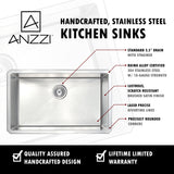 ANZZI KAZ3219-037 VANGUARD Undermount 32 in. Single Bowl Kitchen Sink with Locke Faucet in Polished Chrome