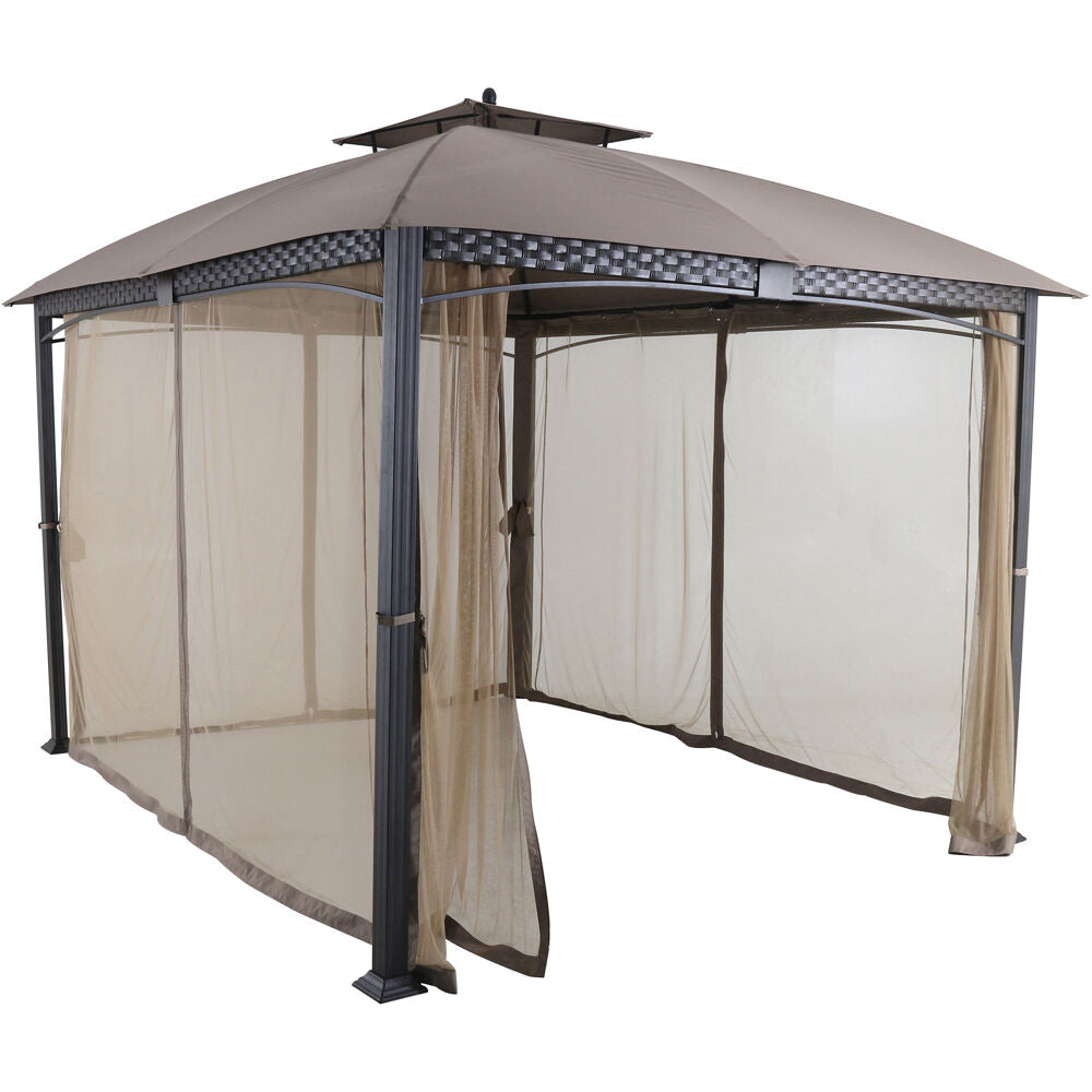 Hanover ASTERGAZ-TAN Aster 9.7'x11.8' Aluminum and Steel Gazebo with Netting