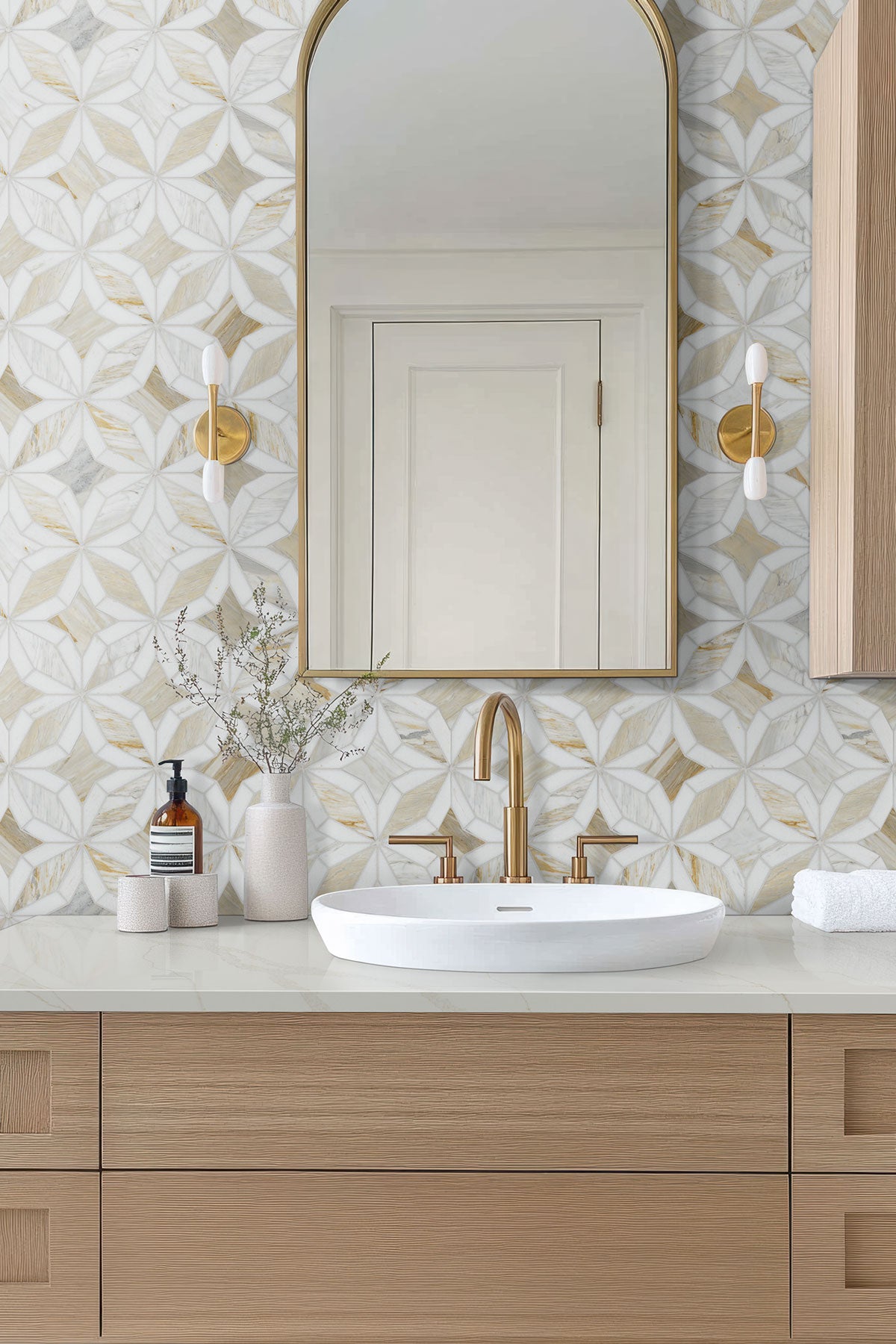 Athena Gold Estrella Polished Mosaic Tile