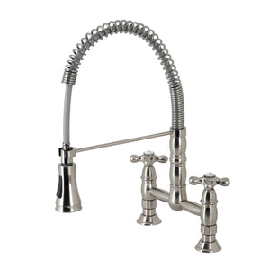 Gourmetier GS1278AX Heritage Two-Handle Deck-Mount Pull-Down Sprayer Kitchen Faucet, Brushed Nickel