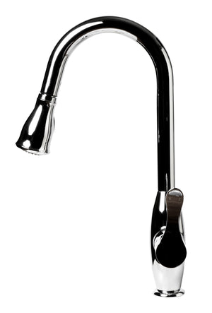 Polished Chrome Traditional Gooseneck Pull Down Kitchen Faucet