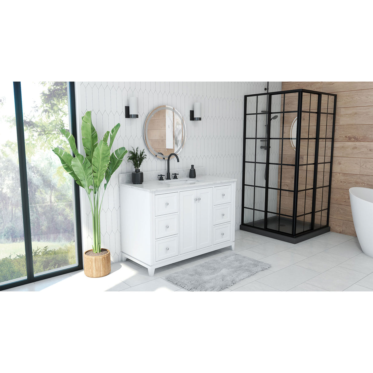 Formosa 48 Inch Modern Console Vanity with Rectangular Undermount Sink - White